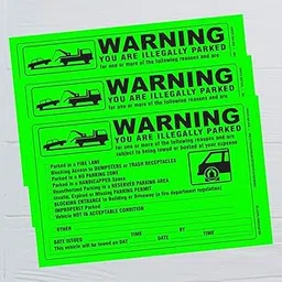 (50) Parking Violation NRT Sticker - Vehicle Illegally Parked Tow Notice - No Parking Warning Stickers - Scrap to Remove Neon Green 5.5 x 7.5 - Made in The INDIA-picture-34