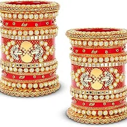 bridal garnish BRIDA GARNISH Red Chuda: with Silver kundan and Beads Work for Every Girl, Woman, and Bride"-picture-55
