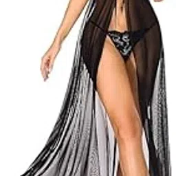 louryn koulyn Women Lingerie Lace Babydoll High Split Maxi Long Gown Maternity Dress Night wear Sleep wear Nighty for Honeymoon-picture-10