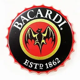 Vintage Metal Beer Bottle Cap Signs | Rolling Stones Logo | Bacardi Bat | Evolution Theme | Red and Black | Wall Decor (Bacardi rum)-picture-10