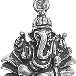rudracraft 925 silver jewelry RUDRA CRAFT Sterling Silver (92.5% purity) God Ganesh Pendant - Sitting on layered Lotus| God Pendant for Men & Women-picture-39