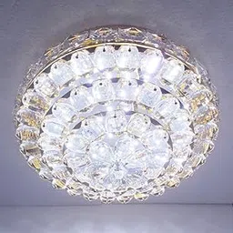 swanart Crystalline K9 Crystal Flush Mount Ceiling Light Fixture with 3 Color LED Lights Modern Chandelier for Bedroom, Dining Room, Living Room-image-75