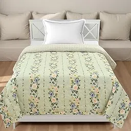 IVAZA Luxury Ultrasonic Punch AC Comforter Blanket – Quilted Microfiber Floral Pattern, Lightweight Breathable All‑Season Blanket for Bedroom, Travel (Singled Bed,228x152 CM) (Light Pastel Green)-picture-32