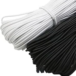La Jarden® High Stretch Elastic Cord for Scrunchies | Elastic Band | Round Woven | DIY | Tailoring | (Black & White 2.5mm, 5 Meter Each Color) Total 10 Meter-picture-63