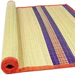 Korai Grass Floor Mat Chatai, Natural River Grass Mat for Sleeping, Traditional Chatai Mats for Home 3.5x6 feet, Multicolor-picture-34