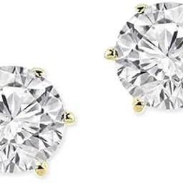 Carbon White Crystal, Brass Gold Tone Cubic Zirconia Earrings For Men & Boys, Gold & White (Pack of 36)-image-80