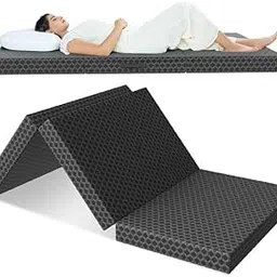Orista™ Foldable Memory Foam Mattress Single Bed | 72x36x4 Inch | Compact & Portable, 3-Fold Design | Perfect for Floor Sleeping, Guests, and Travel| Black Jacquard-image-28