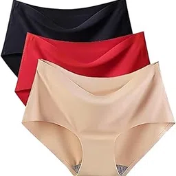 luxuryloom Women's/Girl's Ice Silk Seamless Mid Rise No Show Laser Cut Invisible Pants Smooth Stretch Women Hipster Pants for Women Daily Use (Pack of 2,3,4,6)-picture-44