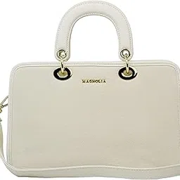 magnolia Women's Top-Handle Handbag | Elegant Vegan Leather Purse with Gold Hardware | Stylish Structured Office & Casual Bag | Spacious Compartments | Beige-picture-10