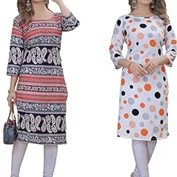 prazvika Women's Multicolor Stylish Crepe Kurta||Pack of 2 Kurta||Kurta for Women-picture-67