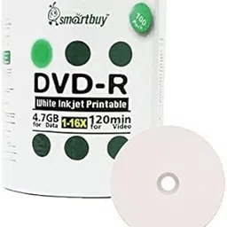 Smart Buy 100 Pack DVD-R 4.7gb 16x White Printable Inkjet Blank Media Record Disc 100 Disc 100pk-picture-11