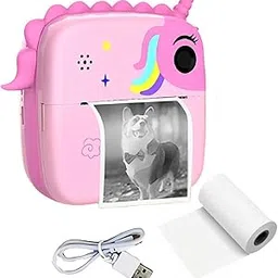 Digital Mini Camera for Kids (Ages 3-12) – Fun Unicorn Silicone Cover, Perfect Toy for Boys & Girls (Instant Printer-Pink)-picture-44