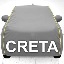 Car Cover for Hyundai Creta All Model & Years (2015-2025) 100% Waterproof with Mirror Pockets, Triple Stitched Bottom Elastic Dustproof Full Body Protection (Heat & UV Resistant- Grey-picture-12