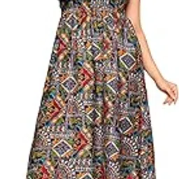 Siya Enterprises Breathable Cotton Printed A-Line Midi Dress for Women-picture-27