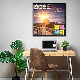 ArtzFolio The Landmark Great Wall of China & Beijing D1 | Bulletin Board Notice Pin Board | Vision Soft Board Combo with Thumb Push Pins & Sticky Notes | Black Frame | 12 x 12 inch (30 x 30 cms)-image-86