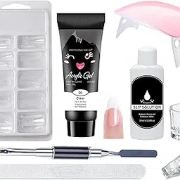 Poly Nail Gel Extension Kit for Builder Gel UV Nail Art Kit, Nail Extension Set (Pink) (8in1) (Clear)-picture-24