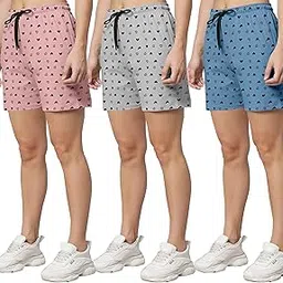 runk Women's Cotton Printed Regular Shorts - Pack of 3||Short Nightwear(Multicolour)-picture-24