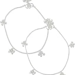 Fashion Accessories Anklets (Payal) Silver Plain Descent style for Women + Free Toering-image-14