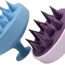 KRUZIVA Hair Scalp Massager Brush for Wash & Relaxation – Soft Silicone Bristles for Deep Scalp Cleansing & Dandruff Removal – Gentle Care Tool for Men & Women – 150ml (Blue & Purple)-image-0