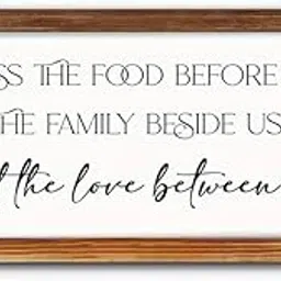 Bs amor photo frame Wooden Wall Sign - "Bless the Food Before Us, the Family Beside Us, and the Love Between Us" - Vintage Farmhouse Decor for Living Room, Bedroom, Kitchen, Bathroom, Living Room Decoration Wall Decor 32x17 cm-picture-11