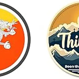 Stick The Vibe, Bhutan Flag & Thimphu, Peel & Stick Vinyl Stickers - Sticker for Bike | Helmet | Laptop | Wall Etc. - 3 Inch X 3 Inch (Each) - Pack of 2-picture-26