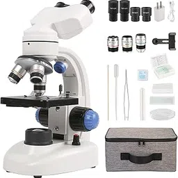 Binocular Microscope 40X-1000X LED Lighting for Kids Students Adults School Lab Home Education with Microscope Slides Set,Phone Adapter-picture-29