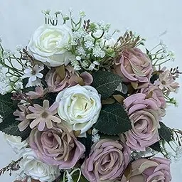 generic Indus Decor Artificial Rose Bouquet – Aesthetic and Elegant Rose Flowers, Perfect for Home Decor, Christmas, New Year, Anniversaries, Birthdays, and Gifting (30 cm) (Pastel White)-picture-43