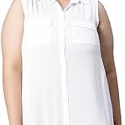 oxolloxo Women Plus Size Collared and Button Detailed Chest Pocket Sleeveless Shirt-picture-21