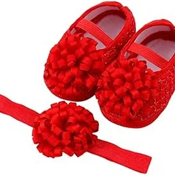 syga Baby Flower Princess Hairband & Shoes Set Soft, Comfortable Fit for Ages 3-18 Month-old's | Ideal for Newborns & Toddlers-picture-28