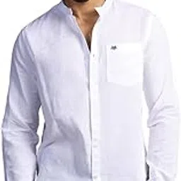 thomas scott Men's | Solid | Full Sleeve | Slim Fit | Linen Blend | Mandarin Collar | Casual Shirt-picture-36