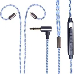 okcsc Earphone Upgrade Cable,0.78mm 2pin Earbuds Replacement Cord,4 Cores OFC Silver Plated Earphones Audio Adapter for KZ ES4 ED16 ZS5 ZS6 ZSR ZST ZS10 (0.78mm,Blue,Mic)-picture-12