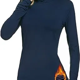 le vonfort Womens Mock Turtleneck Tops Long Sleeve Fleece Lined Lightweight Thermal Base Layer-picture-36