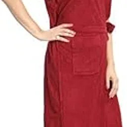 Women Solid Bath Robe | Terry Cotton Short Robes Soft Bathrobe Lightweight Bordered Kimono | Half Sleeve with Front Pocket | One Size Bathrobe-picture-24