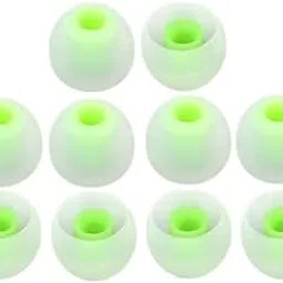 RUWEL Replacement Earphone & Handfree Silicone Rubber Medium Size 5 Pair Caps for Realme Boat Oppo Vivo Samsung One Plus Airpods, Earbuds, Bluetooth Neackband(10p Ear Pads) (White Green 5-Pair)-image-78