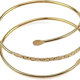 caiyao Punk Cool Upper Arm Adjustable Bracelet Open Cuff Bangle Coil Bracelet Simple Swirl Leaf Armband Minimalist Armlet Vintage Jewelry for Women-picture-40