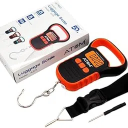 atom ATOM® 50kg Digital Luggage Weighing Scale. Portable Electronic Weight Machine for Fishing & Luggage. LCD Display. Accurate, Lightweight, Handheld Scale for Fishing, Bags, Suitcases, Parcels Use.-picture-14