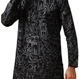 sojanya (Since 1958 Men's Cotton Rayon Shiny Thread Sequinned Only Long Kurta-picture-59
