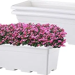 Kuber Industries 3 Pcs Window Planters | 24 Inches Flower Pots for Balcony, Home Decoration and Gardening Area | Floor Jupiter Gamla Container Plants Pot for Indoor & Outdoor - (White)-picture-11