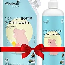 Windmill baby Free Bottle Cleaning Liquid Combo - 450ml Bottle + 450ml Refill, Fragrance Free, Allergen Free, USDA Certified, for Feeding Bottles, Pump Parts and More-picture-38