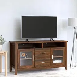 @home by Nilkamal Jonas Engineered Wood Drawers & Shelves Storage TV Unit in Classic Walnut Finish-image-6