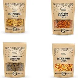 Flavours of Calicut - Kerala Chips Combo - Banana Chips (500g), Masala Banana Chips (500g), Jackfruit Chips (500g) & Jaggery Coated Banana Chips (500g) - 2 kg (Pack of 4 x 500g)-image-61