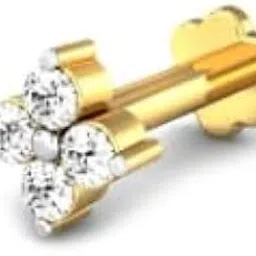 Gold Plated 4 Stone Diamond Stone Nose Pin for South Screw for Pierced Nose-picture-19