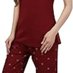 Women's Cotton Nightsuit Set, Half Sleeve T-Shirt with Pajama Pants, Regular Fit, Ladies Sleepwear-picture-31
