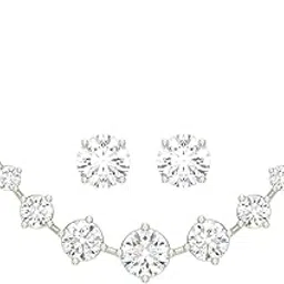 clara 925 Sterling Silver 7 Stone Pendant Earring Chain Jewellery Set | Platinum Plated, Swiss Zirconia | Gift for Women & Girls-picture-37