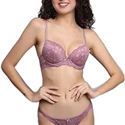 sgc sweden Designer Women's Padded Bra Panty Set Lace Push Up Non-Wired Solid Lingerie Set/Bikini Set for Women/Lingerie Set for Women & Girls-picture-14