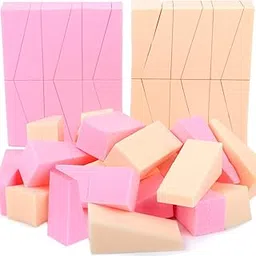 Anirdesh 24 PCs Makeup Sponge Wedges, Triangular Blender for Dry and Wet Makeup, Non-Latex Cosmetic Puff, Cosmetic Wedges Beauty Blender Sponges (Pink and Beige)-picture-10