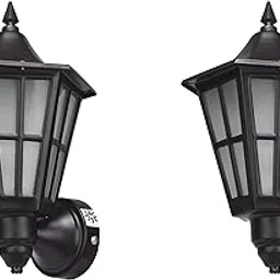 Areezo Metal Waterproof Indoor/Outdoor Sconce Ceiling Hanging Pendant Hurricane Lamp Light without Bulb (Black) Pack of 2,10Watts image 1
