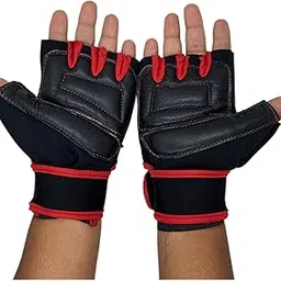 COOL INDIANS Gym Gloves with Foam Hand Gripper Support for Men Women & Sports Gym Gloves, Fitness Training and Workout with Half-Finger Length Wrist Wrap for Protection-image-0