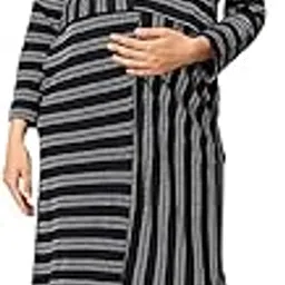 Maternity and Nursing Dress with Shrug | Pre and Post Pregnancy Dress | Stylish Trendy Dress for New Mom | Cotton Terry-image-30