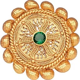 jfl Jewellery for Less Matte Gold Plated Traditional Green Stone Studded Adjustable Finger Ring for Women and Girls.,Valentine-picture-11